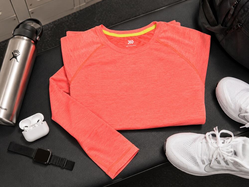 All in Motion XL 16 Neon Coral Performance Long Sleeve Active Top NWOT